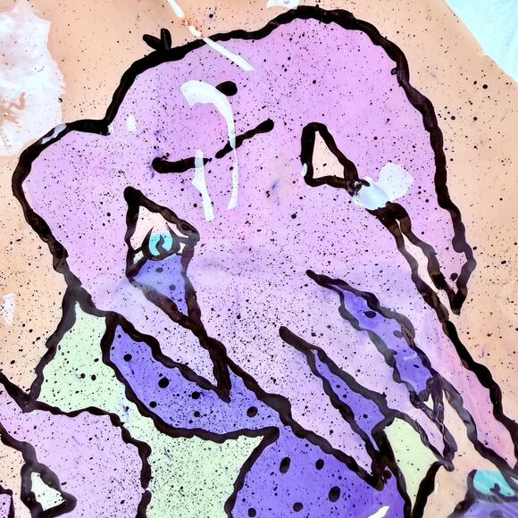 VTG Studio Art Pottery Abstract Pink MONSTERS Bowl 13” Modern 1980s Babat - Picture 2 of 15